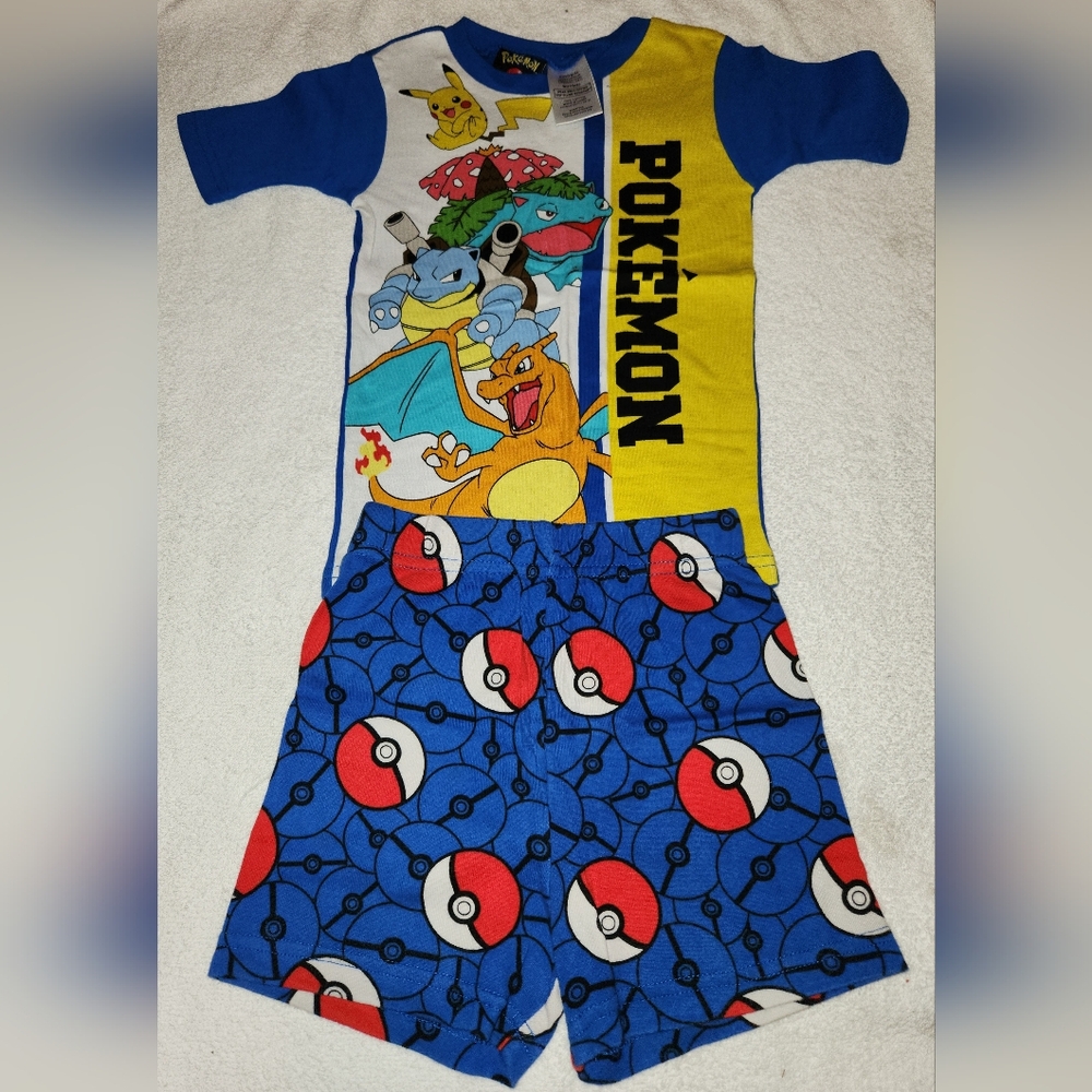 Boys Pokemon Short & Shirt Pajama Set Size 6.